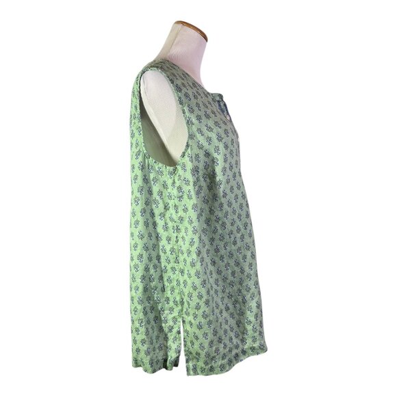 J. Jill Pure Jill Linen Size XL Sleeveless Tunic Top Green Floral Block Print - Picture 8 of 11